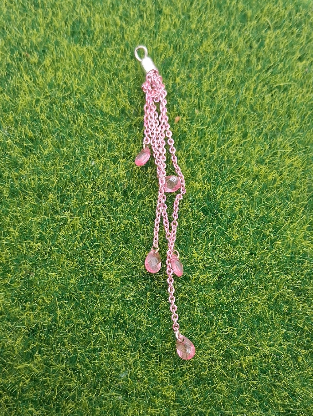 Delicate Pink Dangle Chain Pendant - Women Jewelry P409